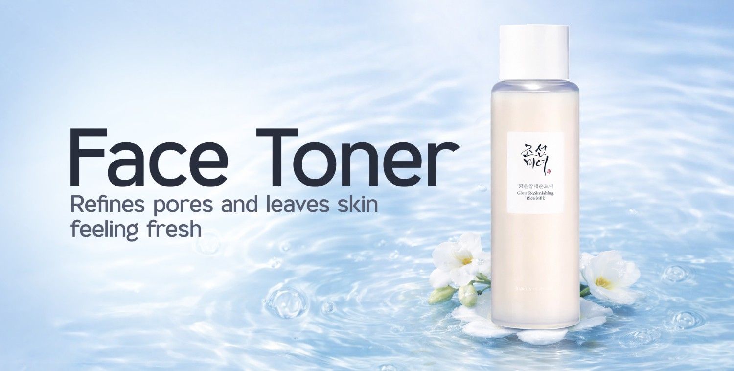 Beauty of Joseon face toner bottle in clear water with white flowers.