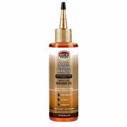 African Pride Black Castor Miracle Sealing Oil in a clear 177ml bottle with a gold and black applicator.