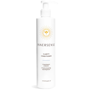 White Innersense Clarity Conditioner bottle with pump, 10 fl oz, featuring an orange sunburst logo.