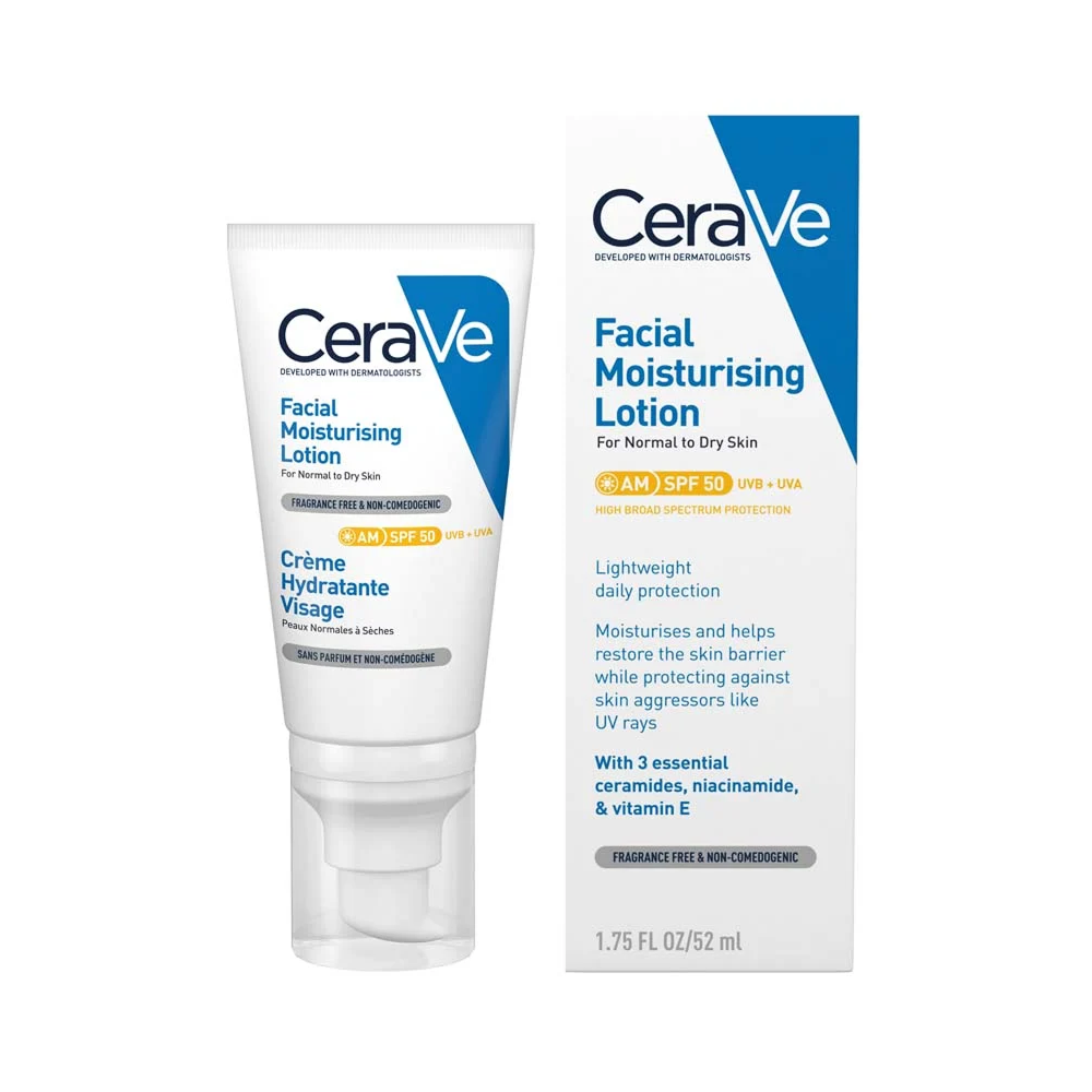 Cerave Facial Moisturizer with SPF 50 for Dry Skin 52ml-Sunscreen-Aladin Beauty