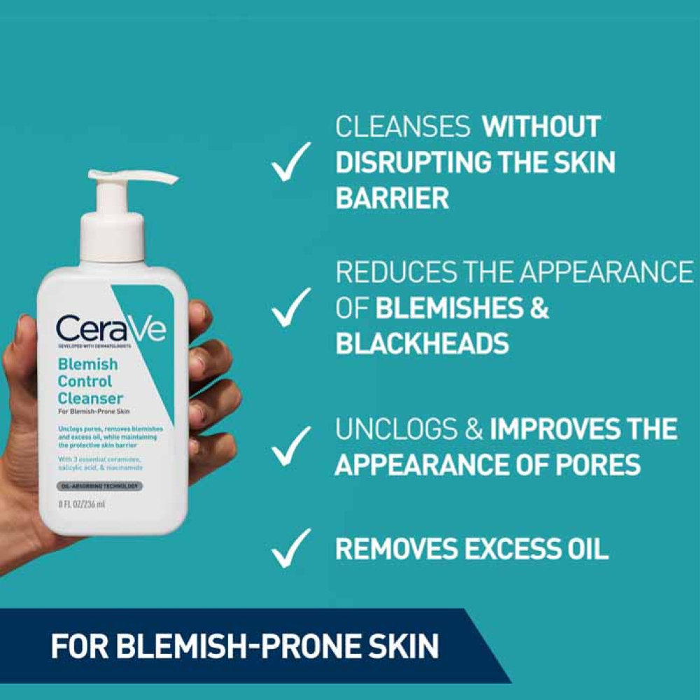 Cerave Blemish Control Face Cleanser with 2% Salicylic Acid and Niacinamide 473ml-Gel Cleanser-Aladin Beauty