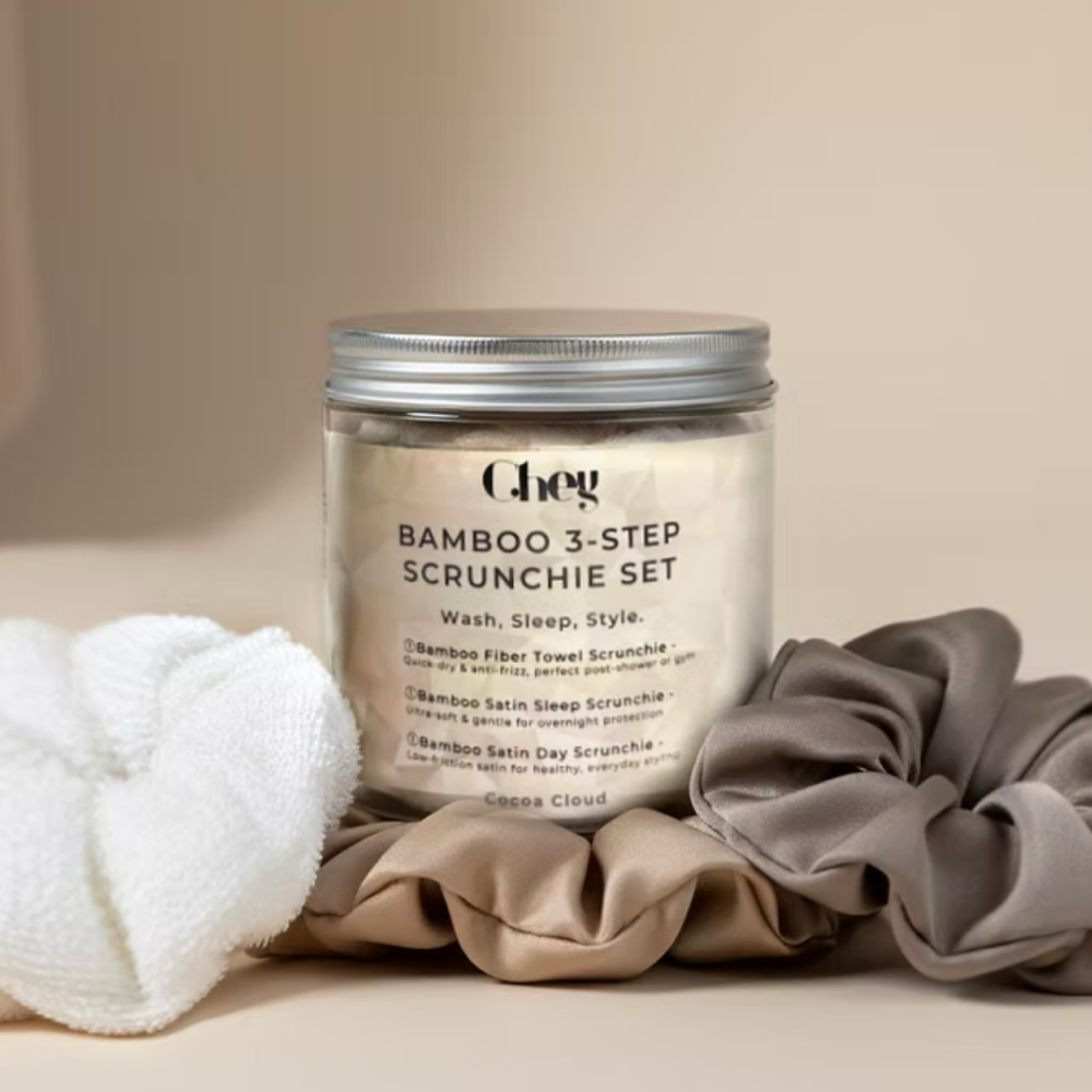 Chey Haircare Bamboo Satin Scrunchie Set-All-Aladin Beauty