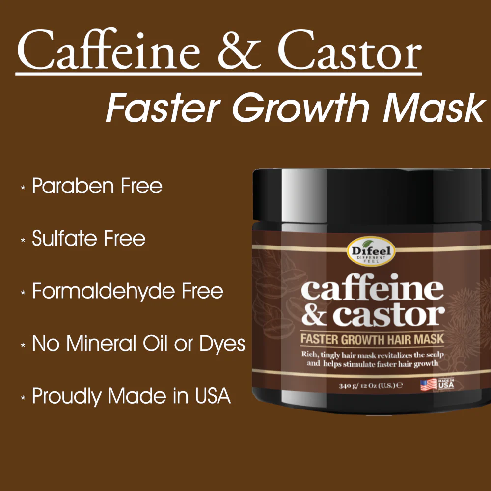 Difeel Caffeine and Castor Faster Growth Hair Mask 12oz-All-Aladin Beauty