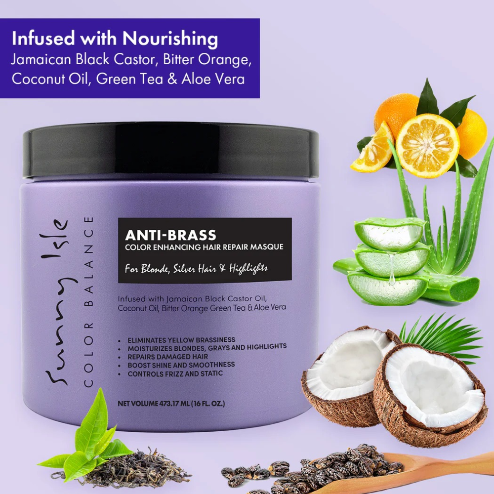 Sunny Isle Anti-Brass Color-Enhancing Purple Hair Repair Masque 473ml-All-Aladin Beauty