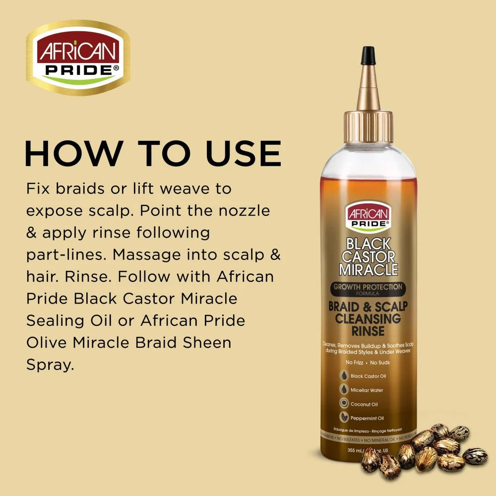 African Pride Black Caster Oil Braid and Scalp Cleansing 355ml-Clarifying Shampoo-Aladin Beauty