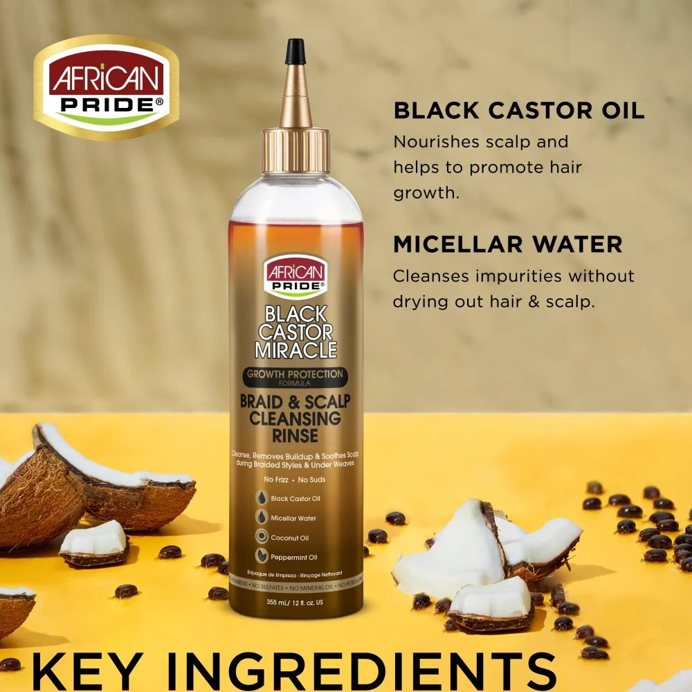 African Pride Black Caster Oil Braid and Scalp Cleansing 355ml-Clarifying Shampoo-Aladin Beauty