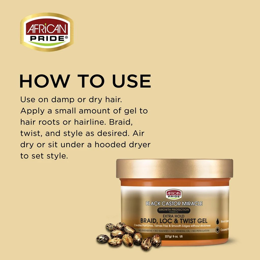 African Pride Black Castor Miracle Braid Loc & Twist Gel 227g-Gel-Aladin Beauty