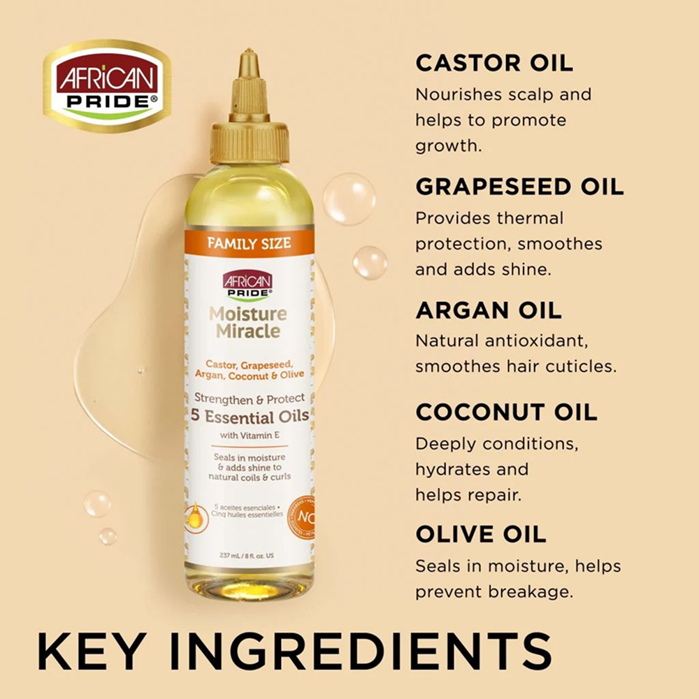 African Pride Moisture Miracle 5 Essential Oils 119ml-Hair Oil-Aladin Beauty