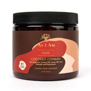 As I Am Classic Coconut Co-Wash 16oz jar with black lid, brown label, and tree logo.