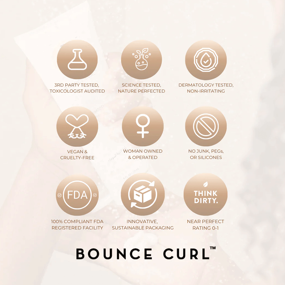 Bounce Curl Turmeric Purifying Hair & Scalp Mask, 237ml, in a white bottle with a brown label.