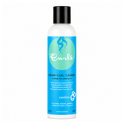 White bottle of Curls Creamy Curl Cleanser 240ml with a black cap and blue label.