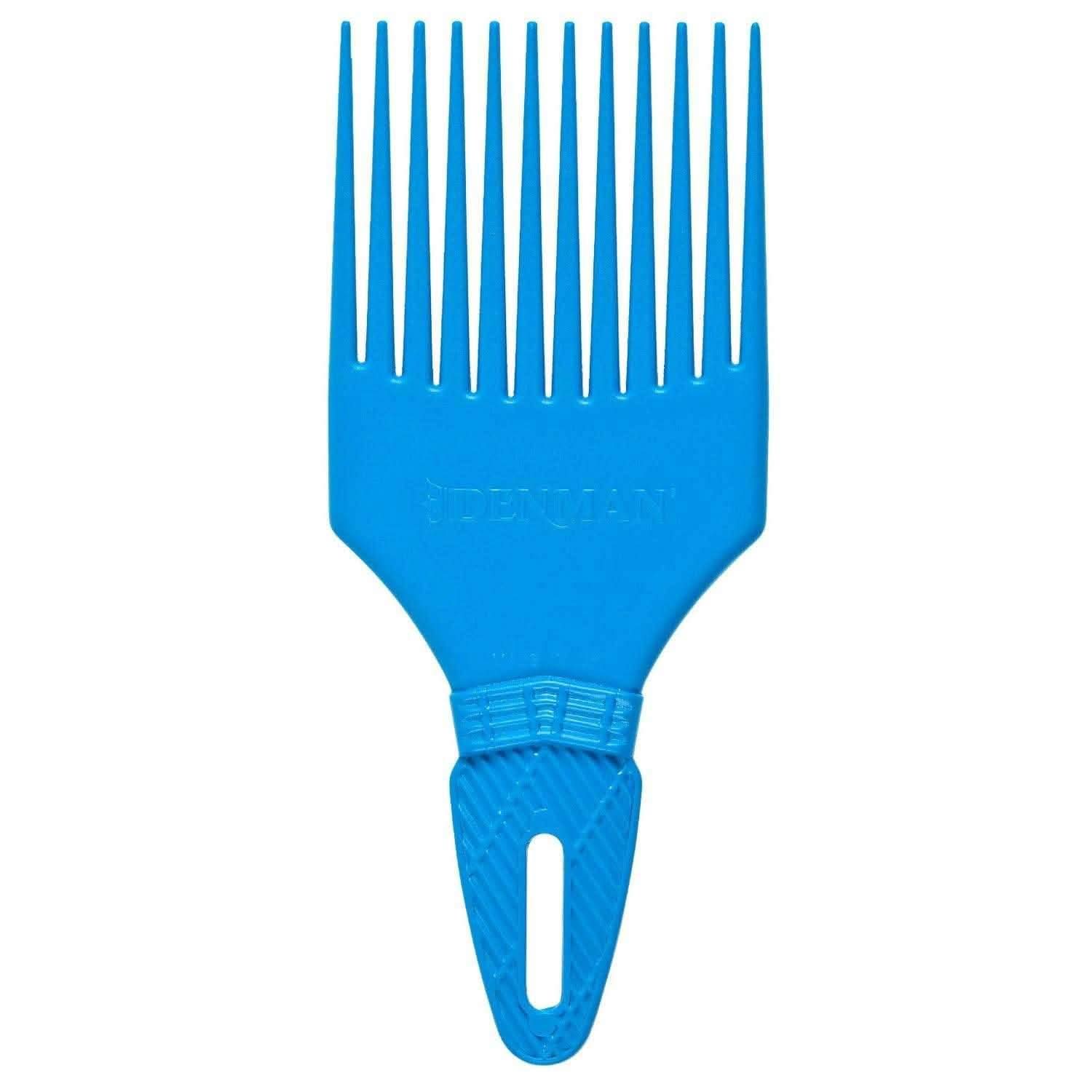 Denman D17 Volumizing Comb, bright blue plastic with 14 long, smooth teeth and a textured grip.