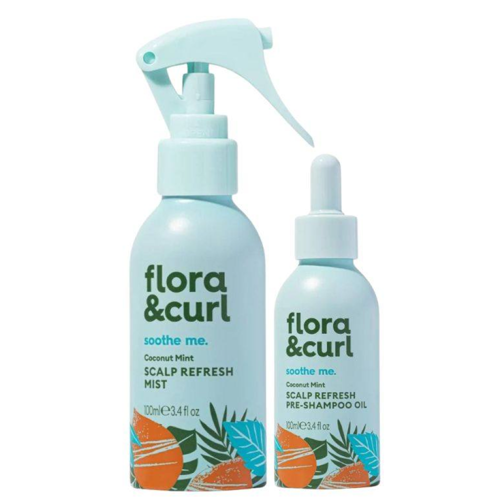Flora & Curl Coconut Mint Scalp Refresh Pre & Post Shower Treatment Duo