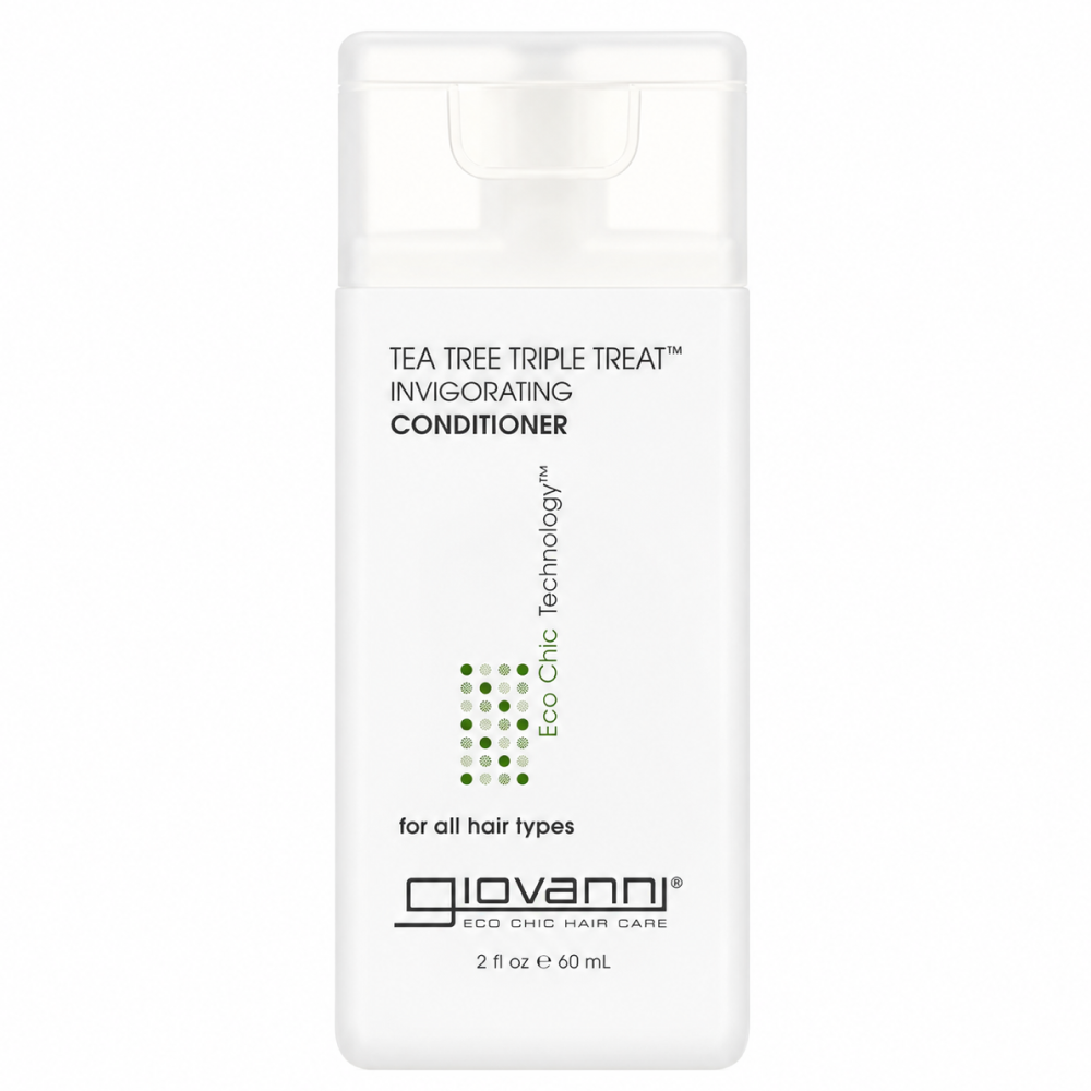 White Giovanni Tea Tree Triple Treat Invigorating Conditioner bottle with clear flip-top cap.