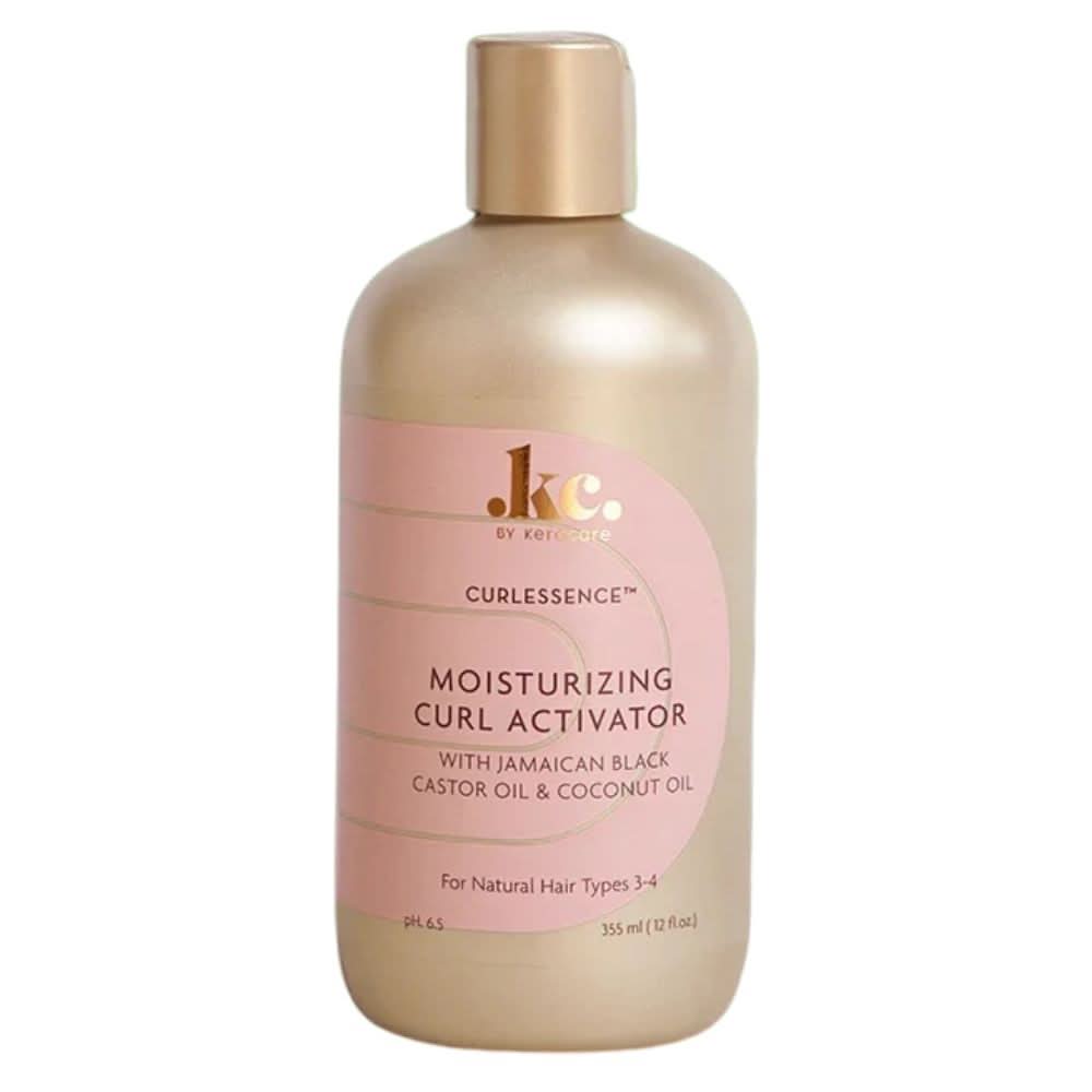 KeraCare Curlessence Moisturizing Curl Activator in a 355ml gold bottle with a pink label.
