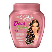 Pink Skala Dona Skala 1000g treatment cream conditioner with a woman and flowers on the label.