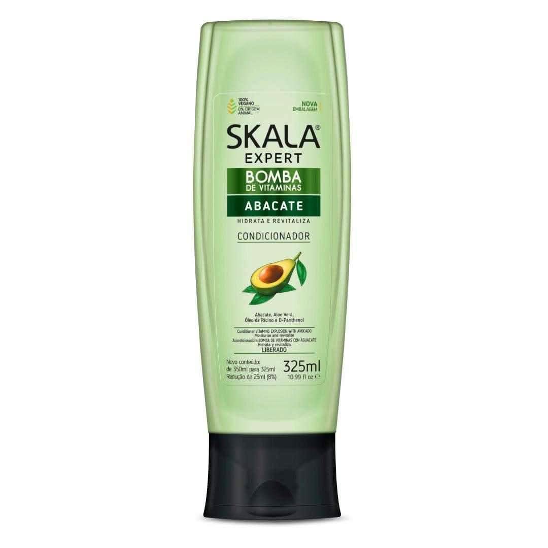 Skala Vitamin Bomb Avocado Conditioner, 325ml light green bottle with black cap, featuring avocado graphic.