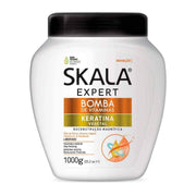 White Skala Vitamin Bomb Keratin Treatment Cream 1000g jar with black lid and orange label.