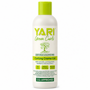 Yari Green Curls Light-Hold Curling Creme Gel, 355ml white bottle with bright green cap and label.