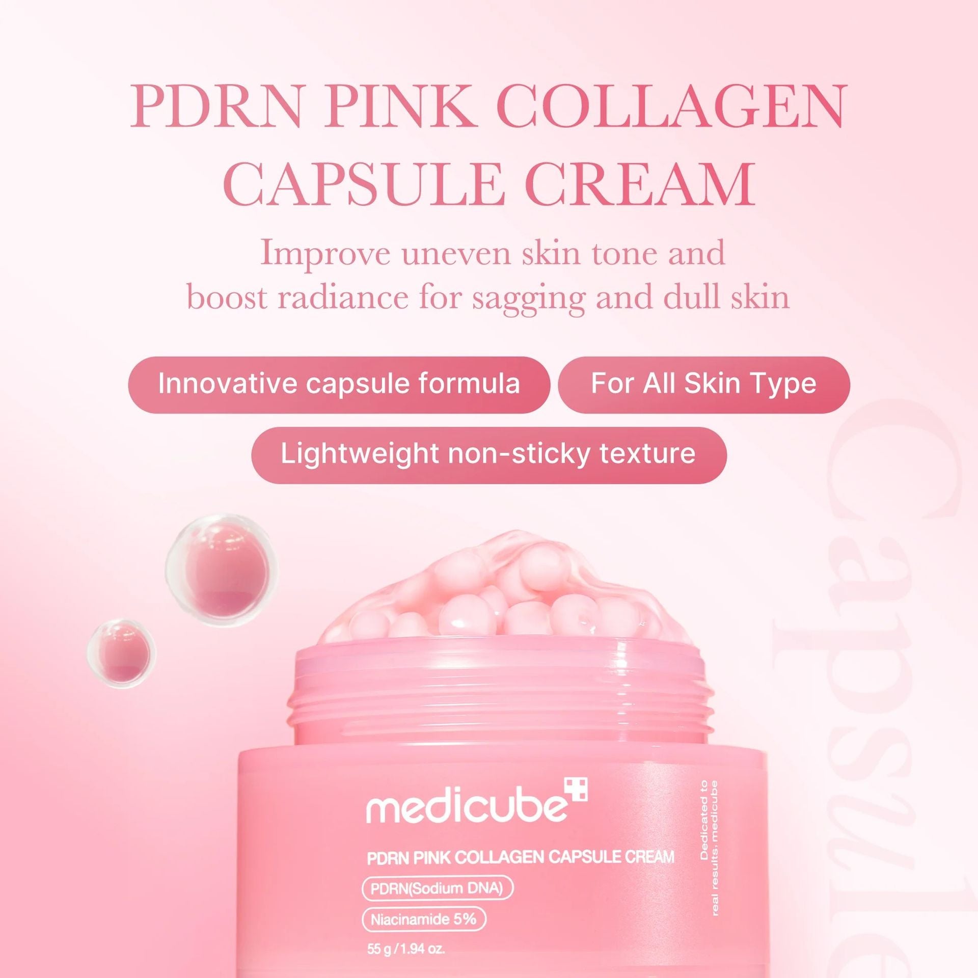 Medicube Medicube Pdrn Pink Collagen Capsule Cream 55g-Collagen Glow Moisturizer-Aladin Beauty