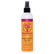 White Jessicurl Gelebration Spray bottle with orange and pink label, black spray top.